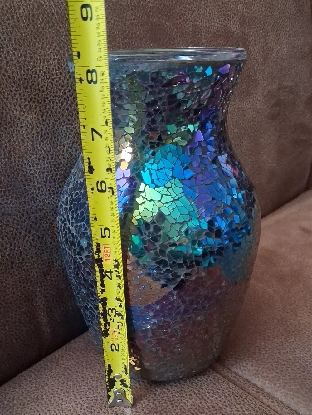 Iridescent Mosaic Blue Decorative Vase - Home Accents